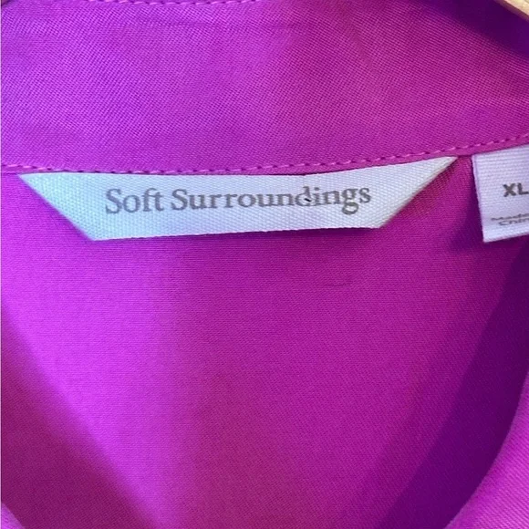 Soft Surroundings, hot pink, collared sleeveless silk dress with pockets sz  XL - Picture 4 of 9